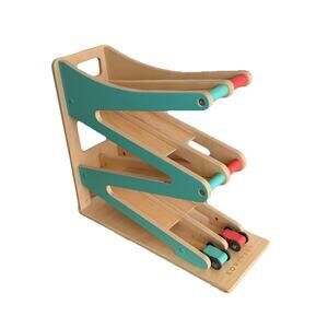 Lovevery Wooden Race Track Toy Teal And Coral Montessori 2020 Cars Included8